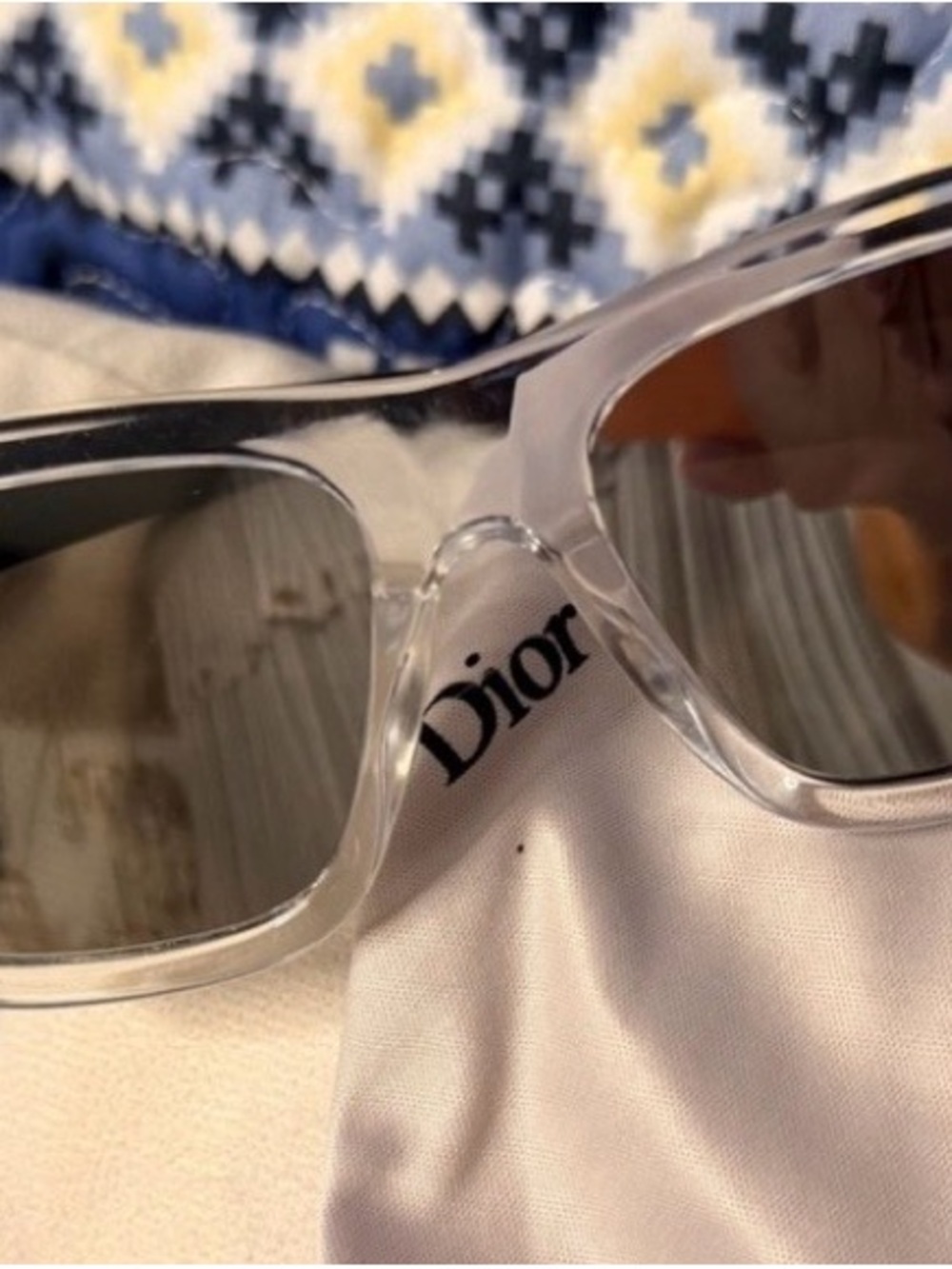 Designer Fashioned Clear Frame Sunglasses with Gray Lenses